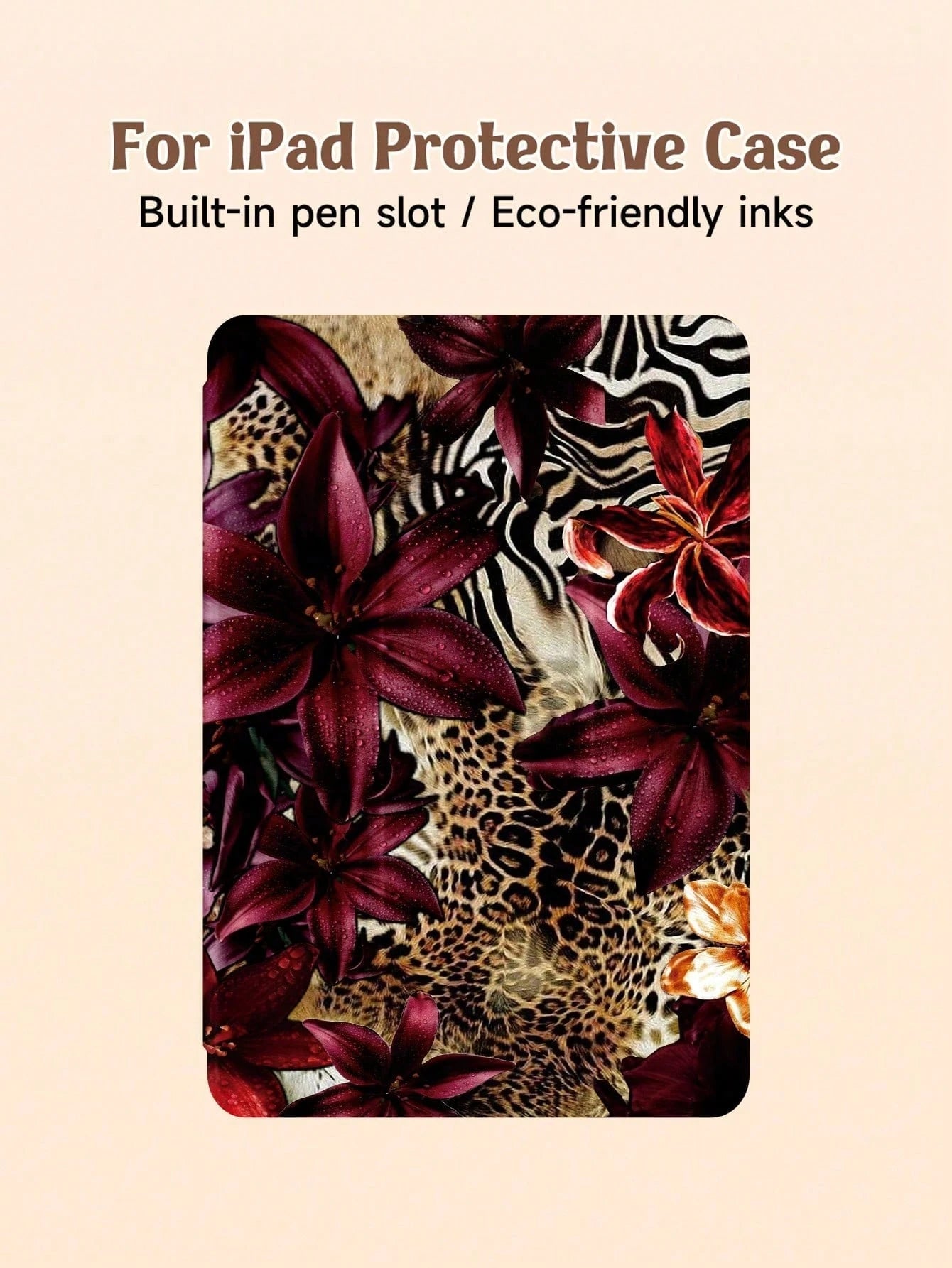 1pc Vintage Leopard Print & Hibiscus Flower Pattern Tablet Protective Case, Compatible With IPad 10.2", IPad Pro 2021/2020/IPad (A16) 11", 11th Gen 2025/10th Gen, Galaxy Tab A8 10.5" 2022, Matepad 10.