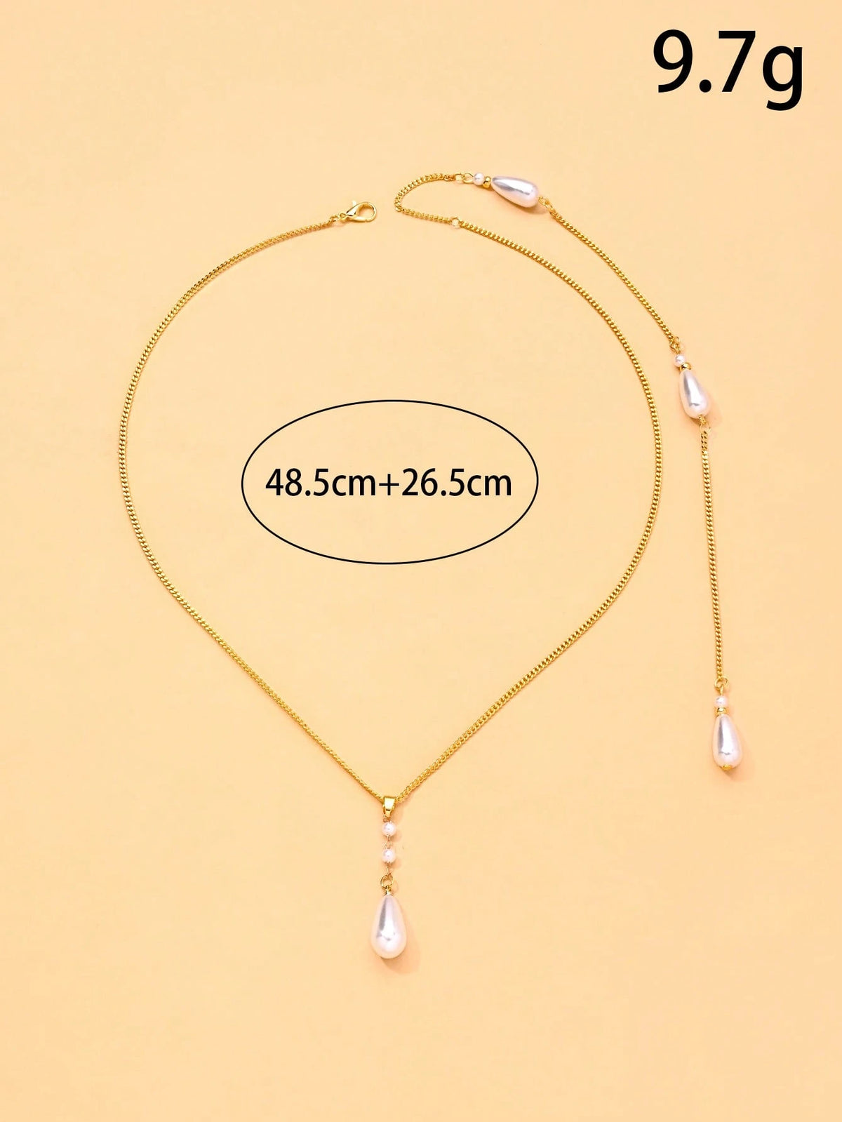 1pc Water Drop Pearl Necklace, Convertible Front And Back Chain, Elegant Backless Dress Jewelry, Women's Bridal Jewelry