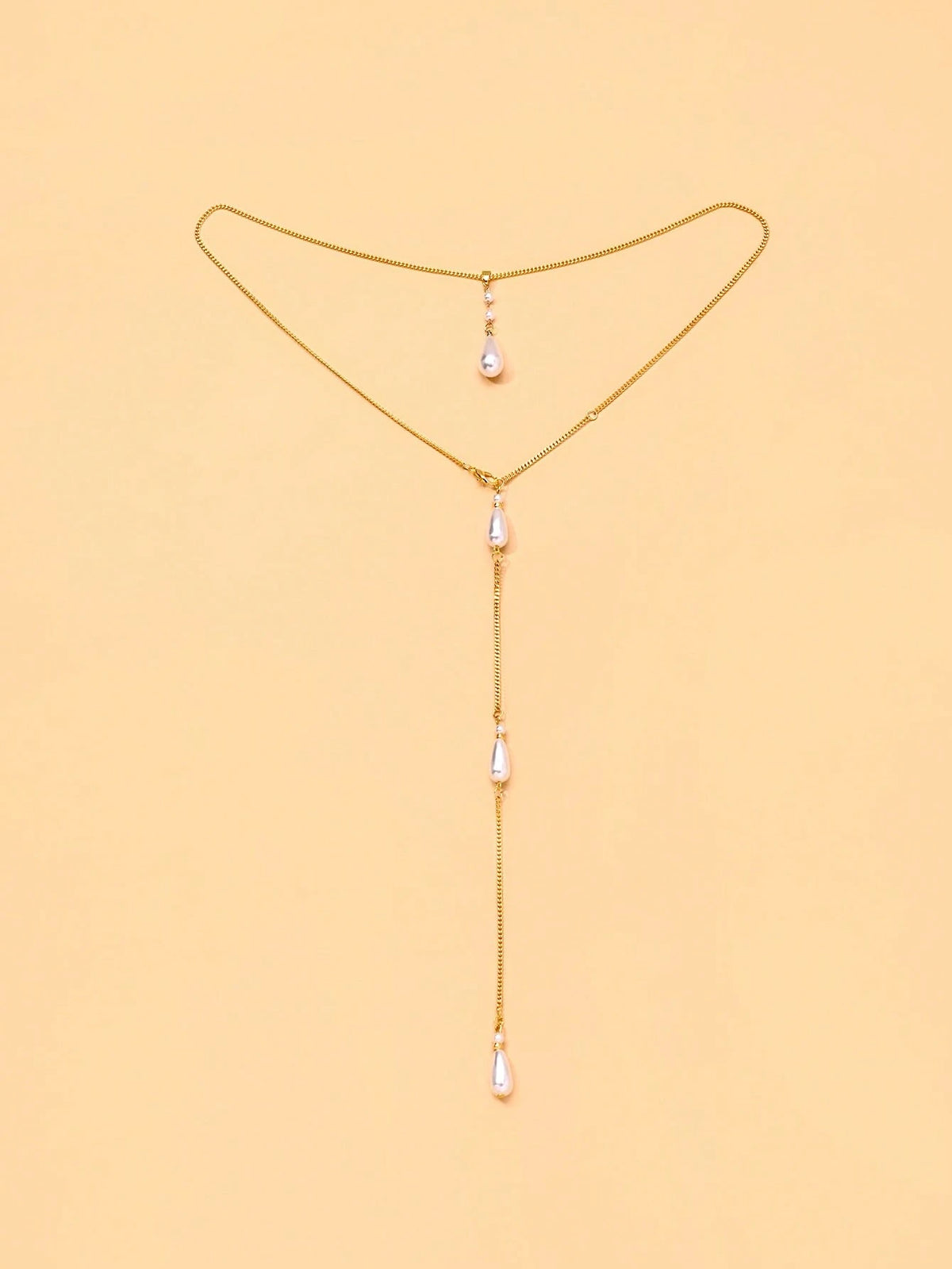 1pc Water Drop Pearl Necklace, Convertible Front And Back Chain, Elegant Backless Dress Jewelry, Women's Bridal Jewelry