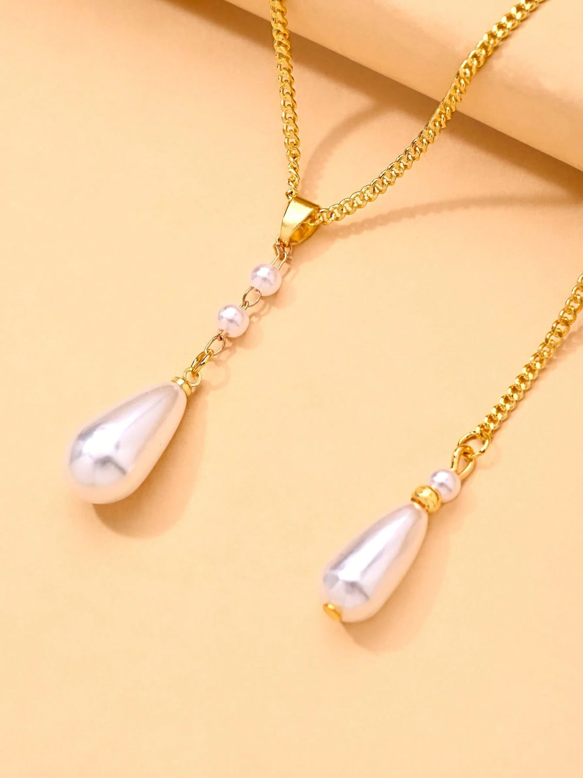 1pc Water Drop Pearl Necklace, Convertible Front And Back Chain, Elegant Backless Dress Jewelry, Women's Bridal Jewelry