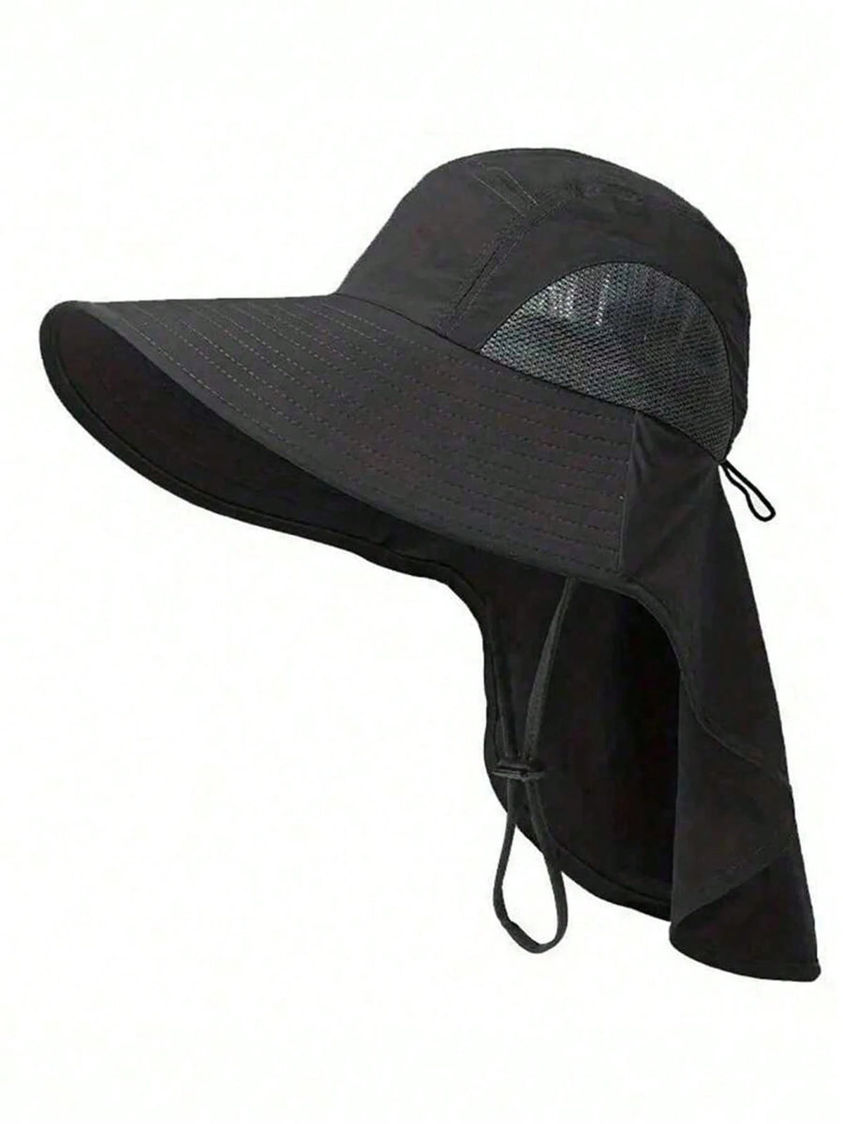 1pc Waterproof, Quick-Drying Wide-Brimmed Sun Hat, Breathable Hiking Sun Protection Neck Strap/Fishing Hat For Men And Women, Suitable For Summer Use.