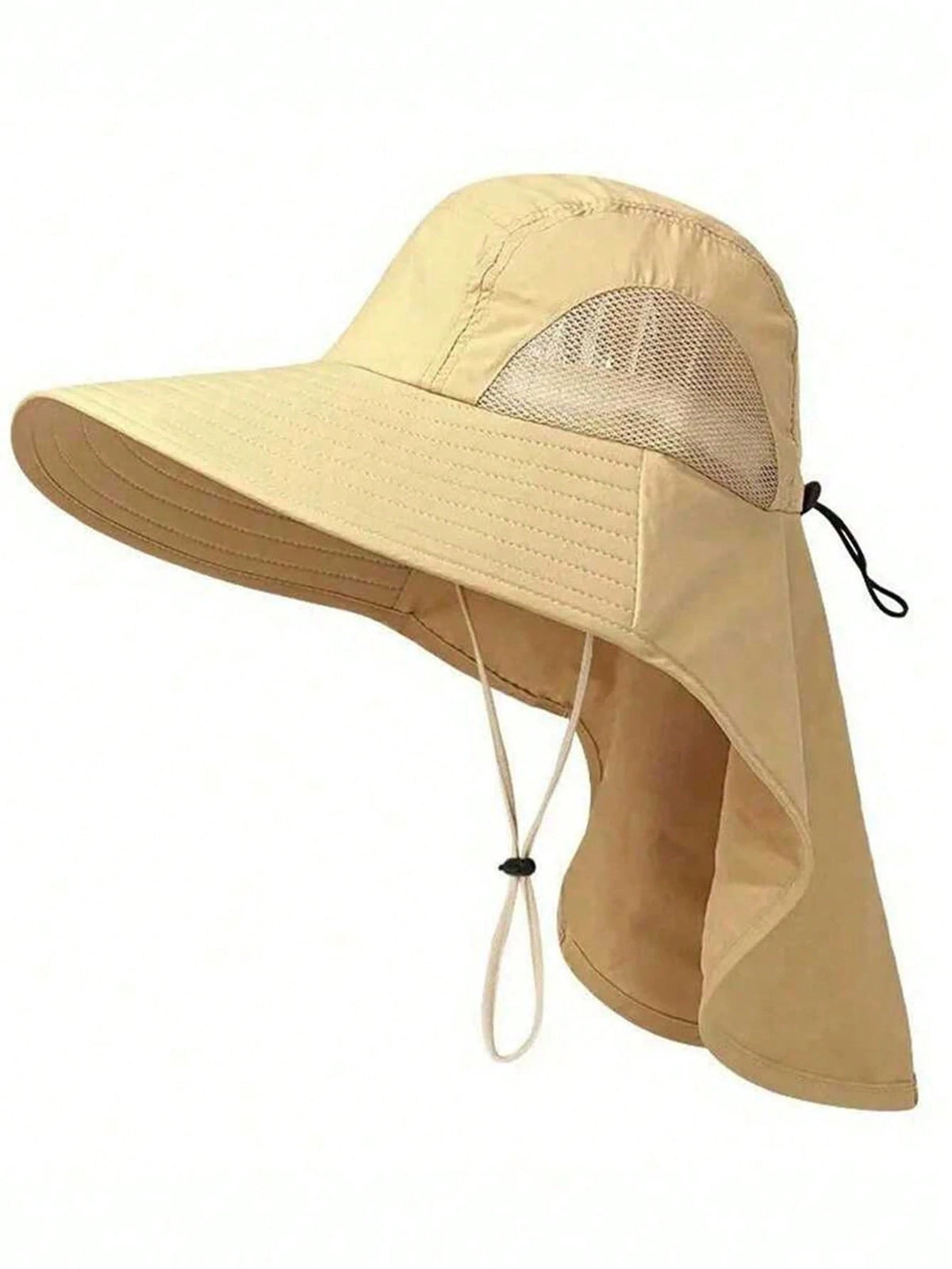 1pc Waterproof, Quick-Drying Wide-Brimmed Sun Hat, Breathable Hiking Sun Protection Neck Strap/Fishing Hat For Men And Women, Suitable For Summer Use.