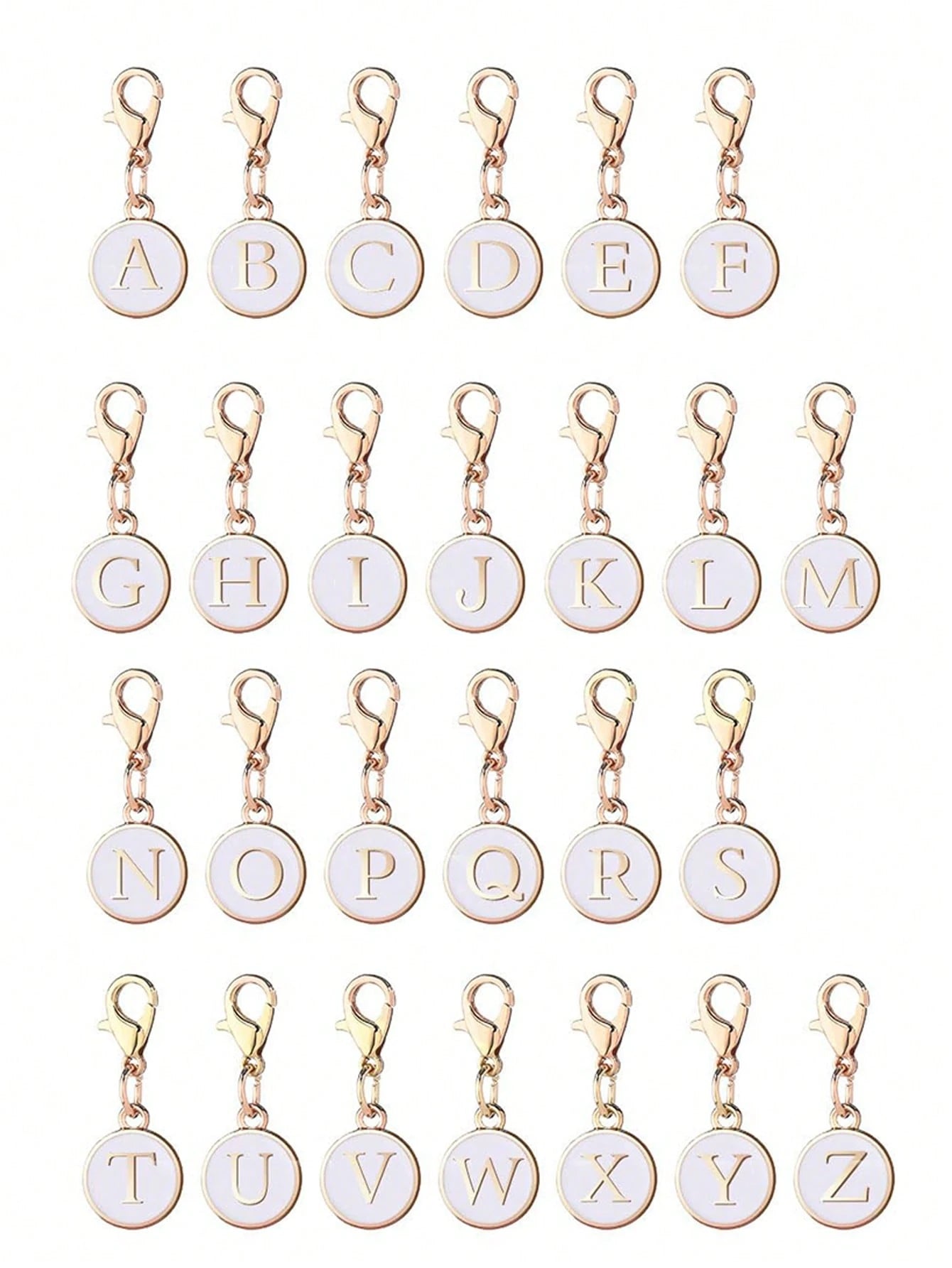 1pc White A-Z Letter Keychain, Suitable For Hanging On Bags, Decorating Backpacks, Also Can Be Used As Car Pendant, A Daily Gift For Women