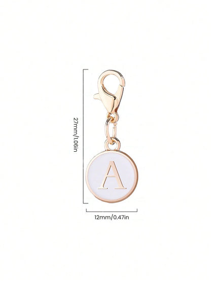 1pc White A-Z Letter Keychain, Suitable For Hanging On Bags, Decorating Backpacks, Also Can Be Used As Car Pendant, A Daily Gift For Women