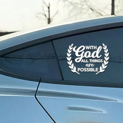 1pc "With God, All Things Are Possible" Inspirational Car Sticker, Rear Windshield Decor, Personalized Graffiti Sticker, Warm Motivational Sticker