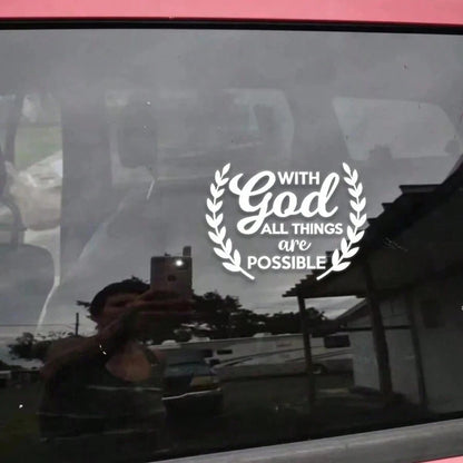 1pc "With God, All Things Are Possible" Inspirational Car Sticker, Rear Windshield Decor, Personalized Graffiti Sticker, Warm Motivational Sticker