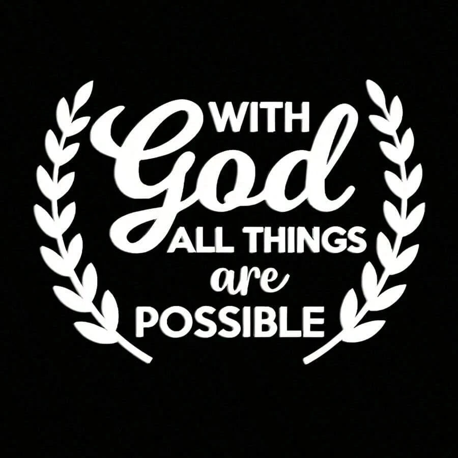 1pc "With God, All Things Are Possible" Inspirational Car Sticker, Rear Windshield Decor, Personalized Graffiti Sticker, Warm Motivational Sticker