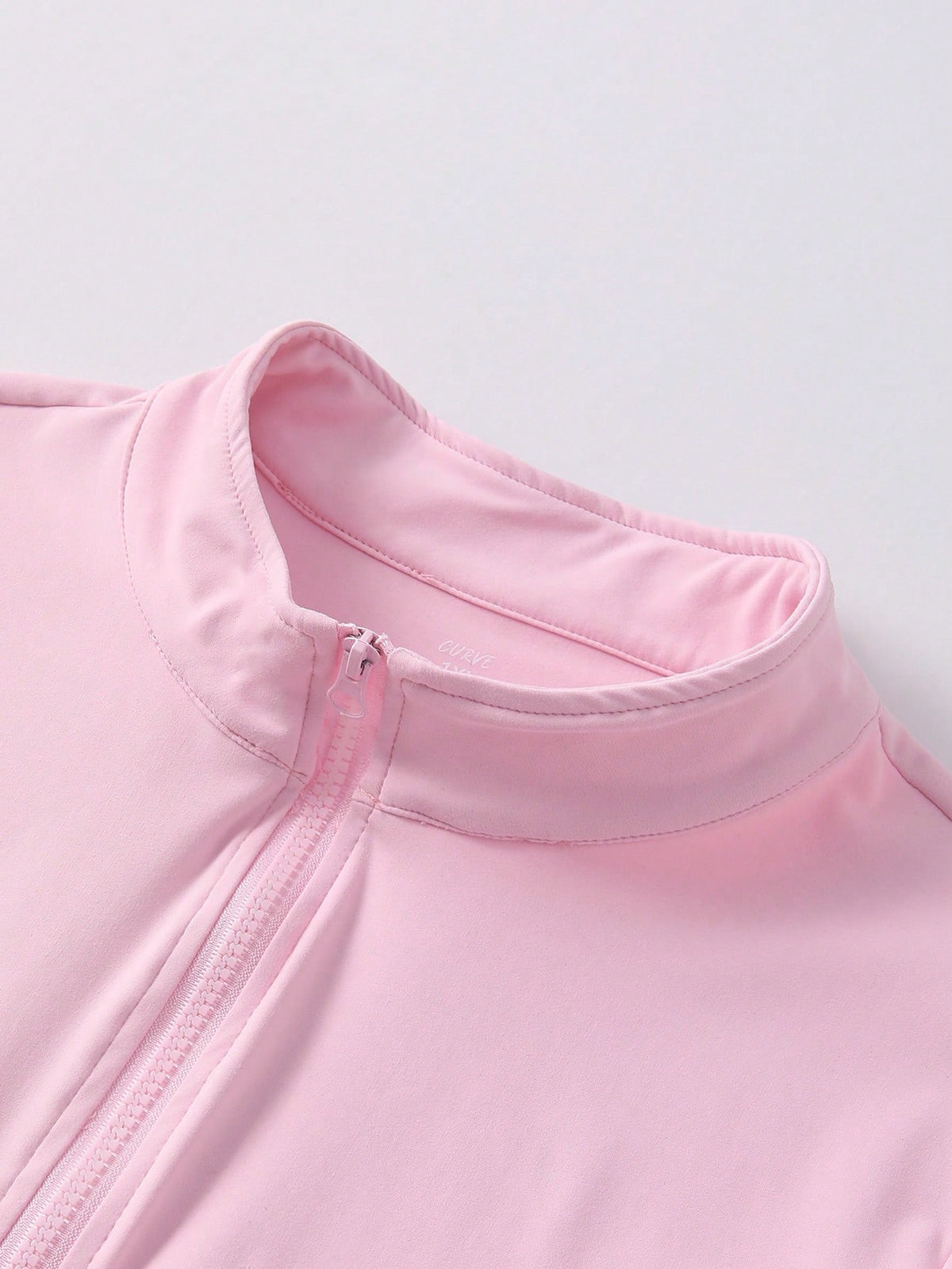 1pc Women Plus Size All Season Thumb Hole Fitted Yoga Fitness Jacket, Suitable For Running And Yoga Pink Spring Sports