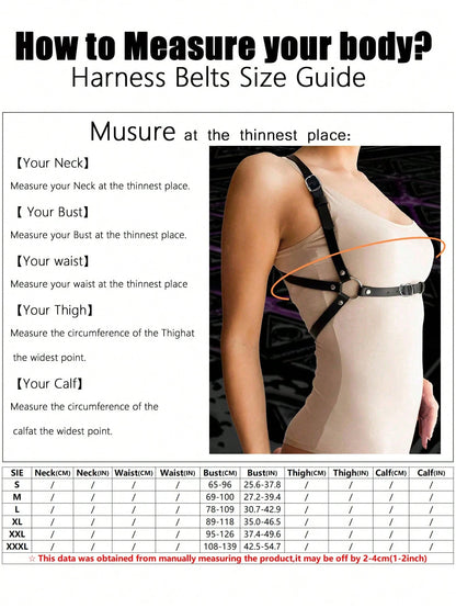 1pc Women's Black Punk Style X-Back Sexy Backless Harness, Suitable For Party, Music Festival, Photoshoot, Stage Performance, Daily Wear, Date, Gathering, Etc.