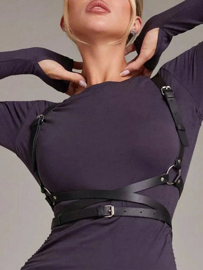 1pc Women's Black Punk Style X-Back Sexy Backless Harness, Suitable For Party, Music Festival, Photoshoot, Stage Performance, Daily Wear, Date, Gathering, Etc.