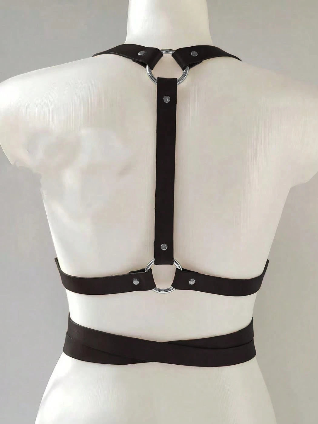 1pc Women's Brown PU Leather Body Harness Belt, Street Style Waist Accessory For Dress, Holiday Party Outfit
