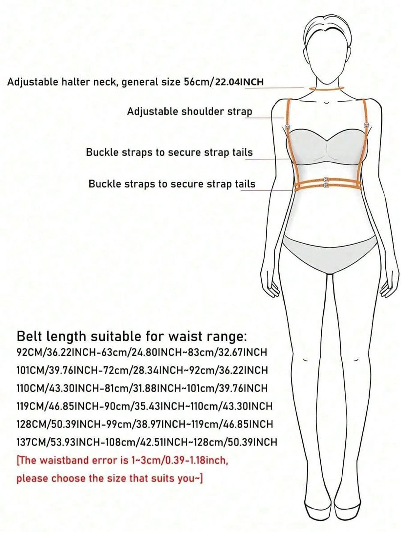 1pc Women's Brown PU Leather Body Harness Belt, Street Style Waist Accessory For Dress, Holiday Party Outfit
