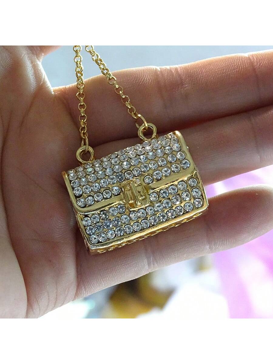 1pc Women's Fashion Jewelry Metal Studded Enamel Faux Mink Fur Decorative Handbag Charm Personalized Key Chain Small Gift Car Pendant Bridesmaid Gifts