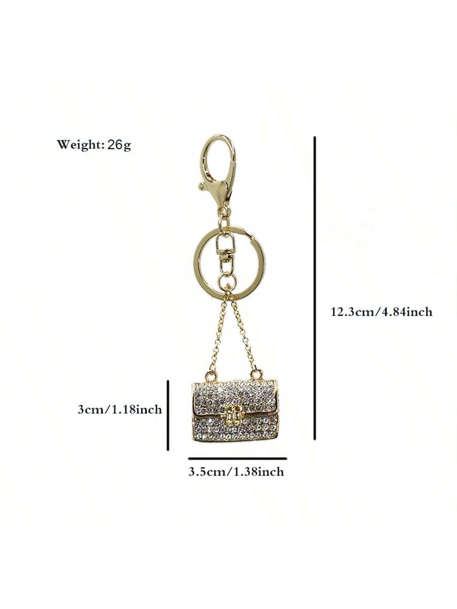 1pc Women's Fashion Jewelry Metal Studded Enamel Faux Mink Fur Decorative Handbag Charm Personalized Key Chain Small Gift Car Pendant Bridesmaid Gifts
