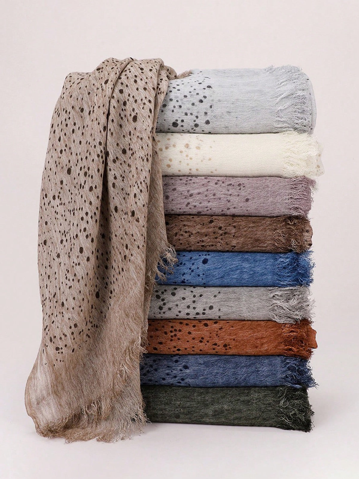 1pc Women's Fashion New Polka Dot Print Modal Headscarf Natural Wrinkle Texture Tie-Dye Muslim Hijab Versatile Shawl Elegant Headscarf