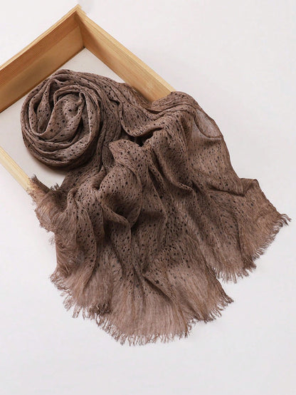 1pc Women's Fashion New Polka Dot Print Modal Headscarf Natural Wrinkle Texture Tie-Dye Muslim Hijab Versatile Shawl Elegant Headscarf