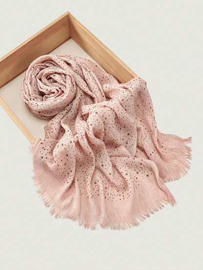 1pc Women's Fashion New Polka Dot Print Modal Headscarf Natural Wrinkle Texture Tie-Dye Muslim Hijab Versatile Shawl Elegant Headscarf
