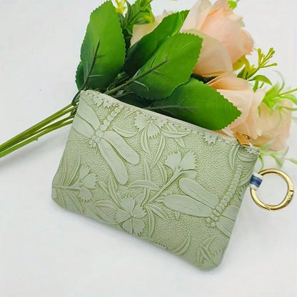 1pc Women's Key Chain Coin Purse, New Embossed Floral Key Ring Coin Pouch, Key Coin Card Holder, Fashion Mini Small Bag, Random Pattern Position