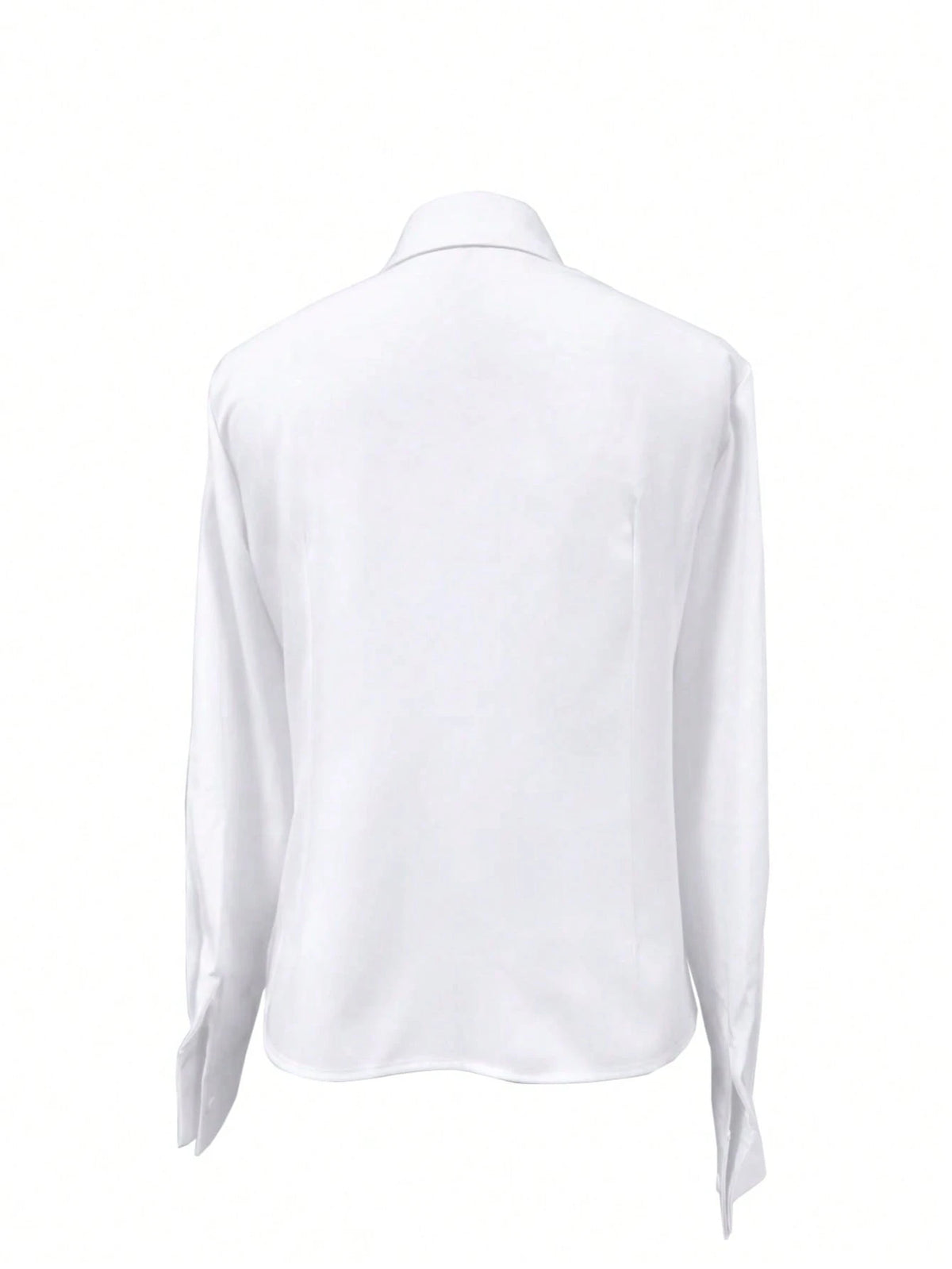 1pc Women's Solid Color Button-Up Elegant Commuter Casual Slim Fit Long Sleeve Shirt, Suitable For Office, Home, Daily Wear, And Dates, All Seasons White Spring