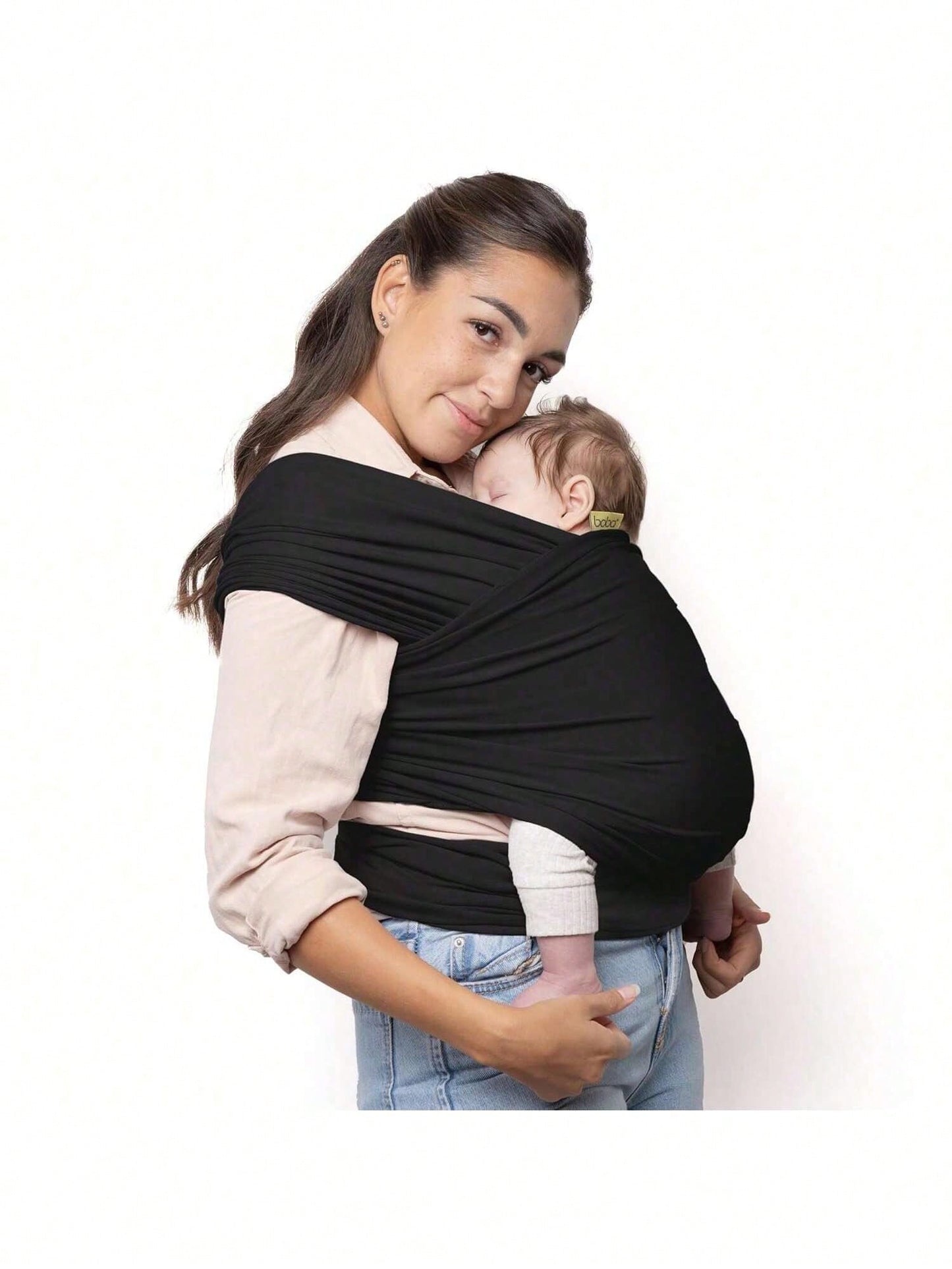 1PCS 196.85"X17.7" Black Baby Wrap Carrier-All In 1 Original Baby Carrier Newborn To Toddler Sling, Easy To Wear, Hands Free Bonding, Lightweight