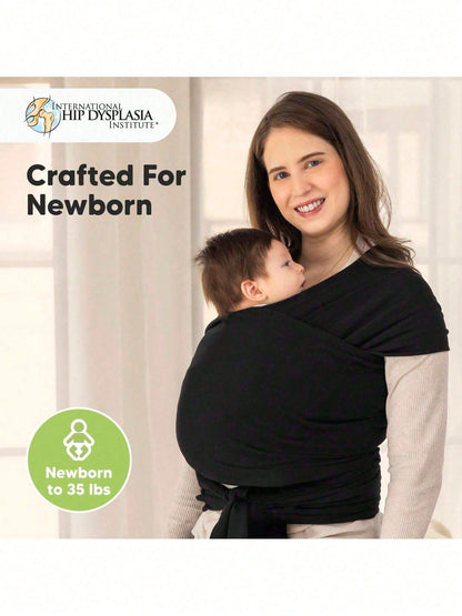 1PCS 196.85"X17.7" Black Baby Wrap Carrier-All In 1 Original Baby Carrier Newborn To Toddler Sling, Easy To Wear, Hands Free Bonding, Lightweight