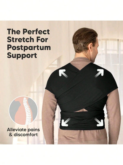 1PCS 196.85"X17.7" Black Baby Wrap Carrier-All In 1 Original Baby Carrier Newborn To Toddler Sling, Easy To Wear, Hands Free Bonding, Lightweight