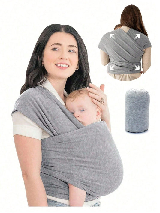 1PCS 196.85"X17.7" Grey Baby Wrap Carrier-All In 1 Original Baby Carrier Newborn To Toddler Sling, Easy To Wear, Hands Free Bonding, Lightweight
