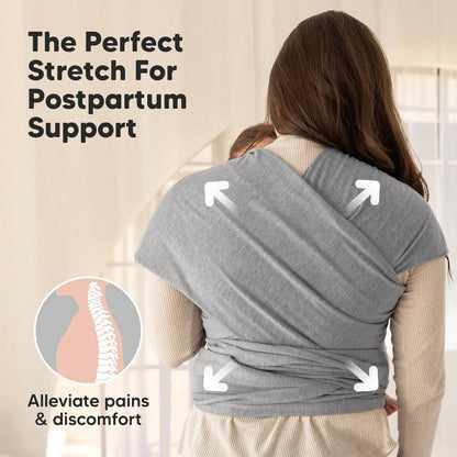 1PCS 196.85"X17.7" Grey Baby Wrap Carrier-All In 1 Original Baby Carrier Newborn To Toddler Sling, Easy To Wear, Hands Free Bonding, Lightweight