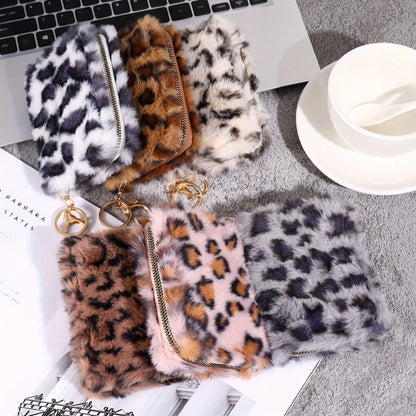 1pcs Fashion Leopard Print Women's Coin Purse Versatile Elegant PU Short Wallet Large Capacity Multi-Card Slot Multi-Functional Plush Coin Purse