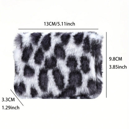 1pcs Fashion Leopard Print Women's Coin Purse Versatile Elegant PU Short Wallet Large Capacity Multi-Card Slot Multi-Functional Plush Coin Purse