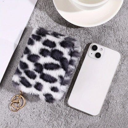 1pcs Fashion Leopard Print Women's Coin Purse Versatile Elegant PU Short Wallet Large Capacity Multi-Card Slot Multi-Functional Plush Coin Purse