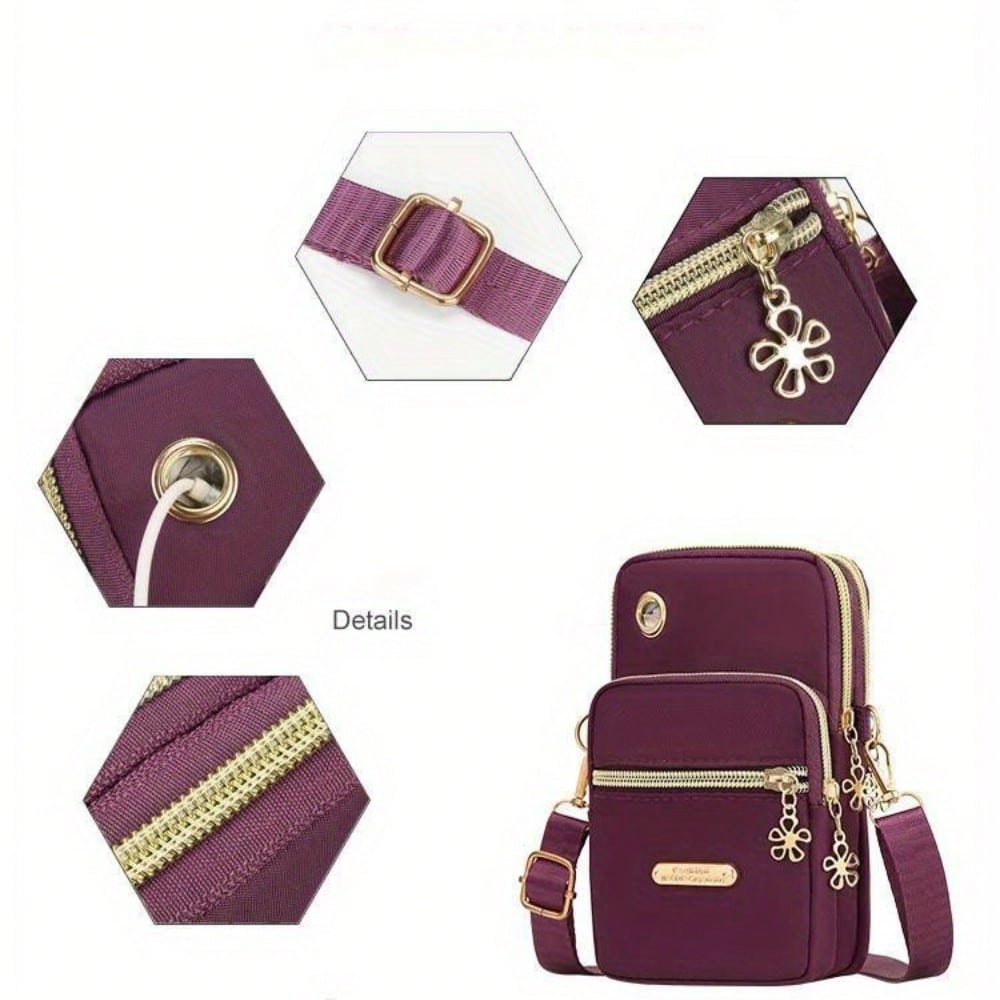 1pcs New Casual Waterproof Nylon Crossbody Bags, Women Messenger Shoulder Bag, Small Cell Phone Handbags Purses Sports Pouch Bag