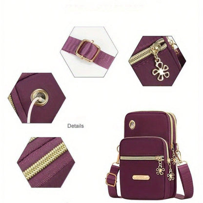 1pcs New Casual Waterproof Nylon Crossbody Bags, Women Messenger Shoulder Bag, Small Cell Phone Handbags Purses Sports Pouch Bag