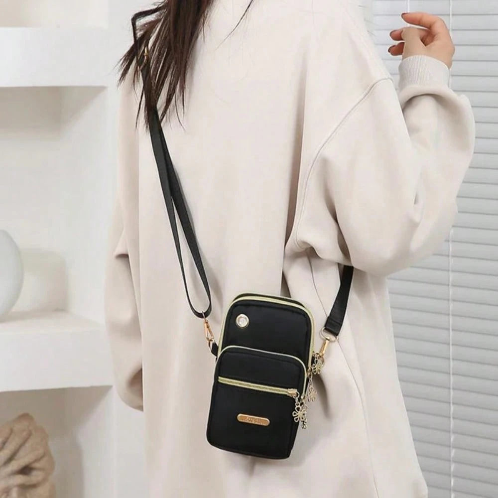 1pcs New Casual Waterproof Nylon Crossbody Bags, Women Messenger Shoulder Bag, Small Cell Phone Handbags Purses Sports Pouch Bag