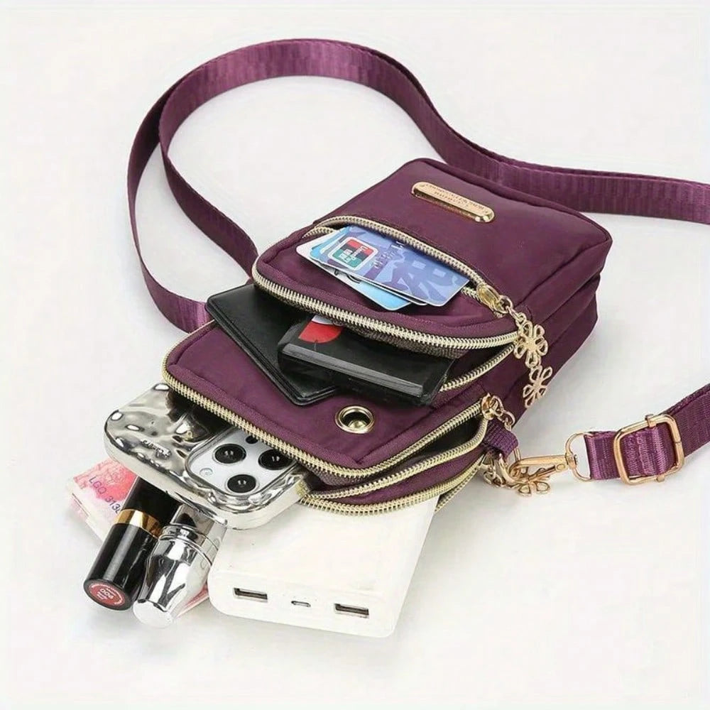 1pcs New Casual Waterproof Nylon Crossbody Bags, Women Messenger Shoulder Bag, Small Cell Phone Handbags Purses Sports Pouch Bag