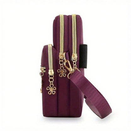 1pcs New Casual Waterproof Nylon Crossbody Bags, Women Messenger Shoulder Bag, Small Cell Phone Handbags Purses Sports Pouch Bag