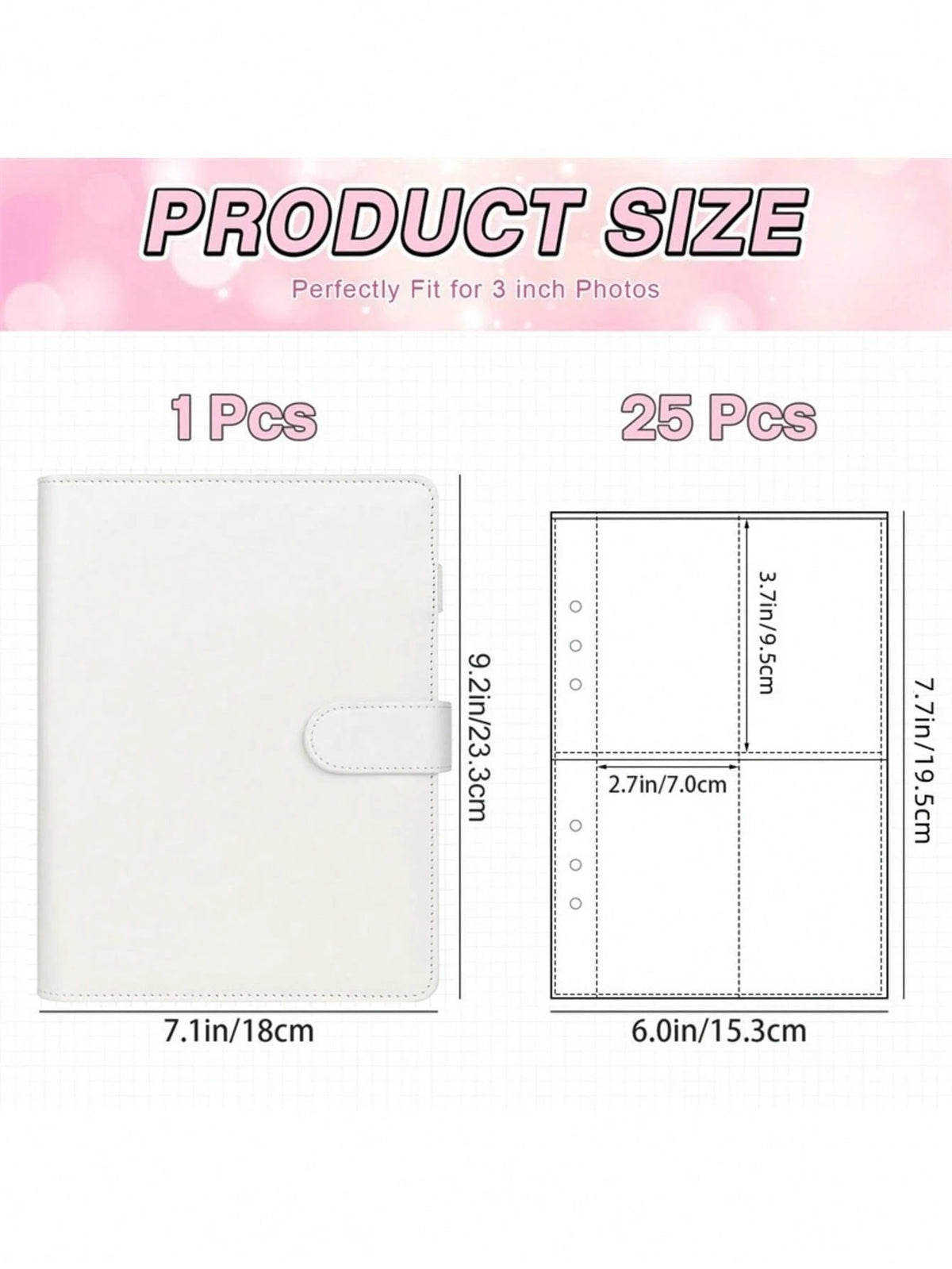 1Set Loose-Leaf Binder Card Collection Book Photo Album Notebook,A5 PU Cover+25 Pcs 4-Grids Inner Pages Photo Card Seelves,Wedding Anniversary Family Album,Stationery Book Photocards Storage Album For