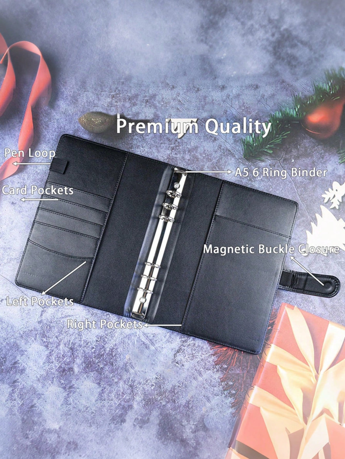1Set Loose-Leaf Binder Card Collection Book Photo Album Notebook,A5 PU Cover+25 Pcs 4-Grids Inner Pages Photo Card Seelves,Wedding Anniversary Family Album,Stationery Book Photocards Storage Album For