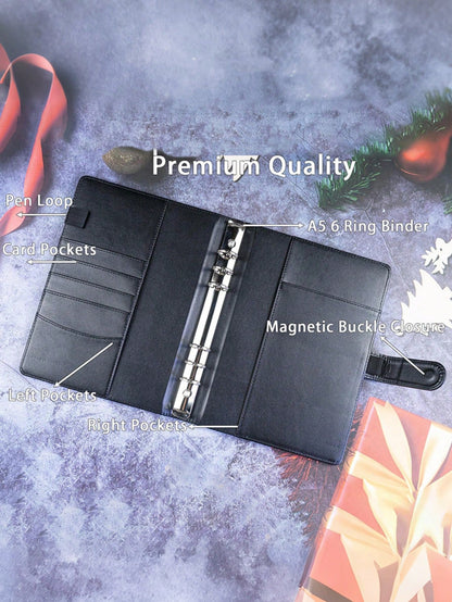 1Set Loose-Leaf Binder Card Collection Book Photo Album Notebook,A5 PU Cover+25 Pcs 4-Grids Inner Pages Photo Card Seelves,Wedding Anniversary Family Album,Stationery Book Photocards Storage Album For
