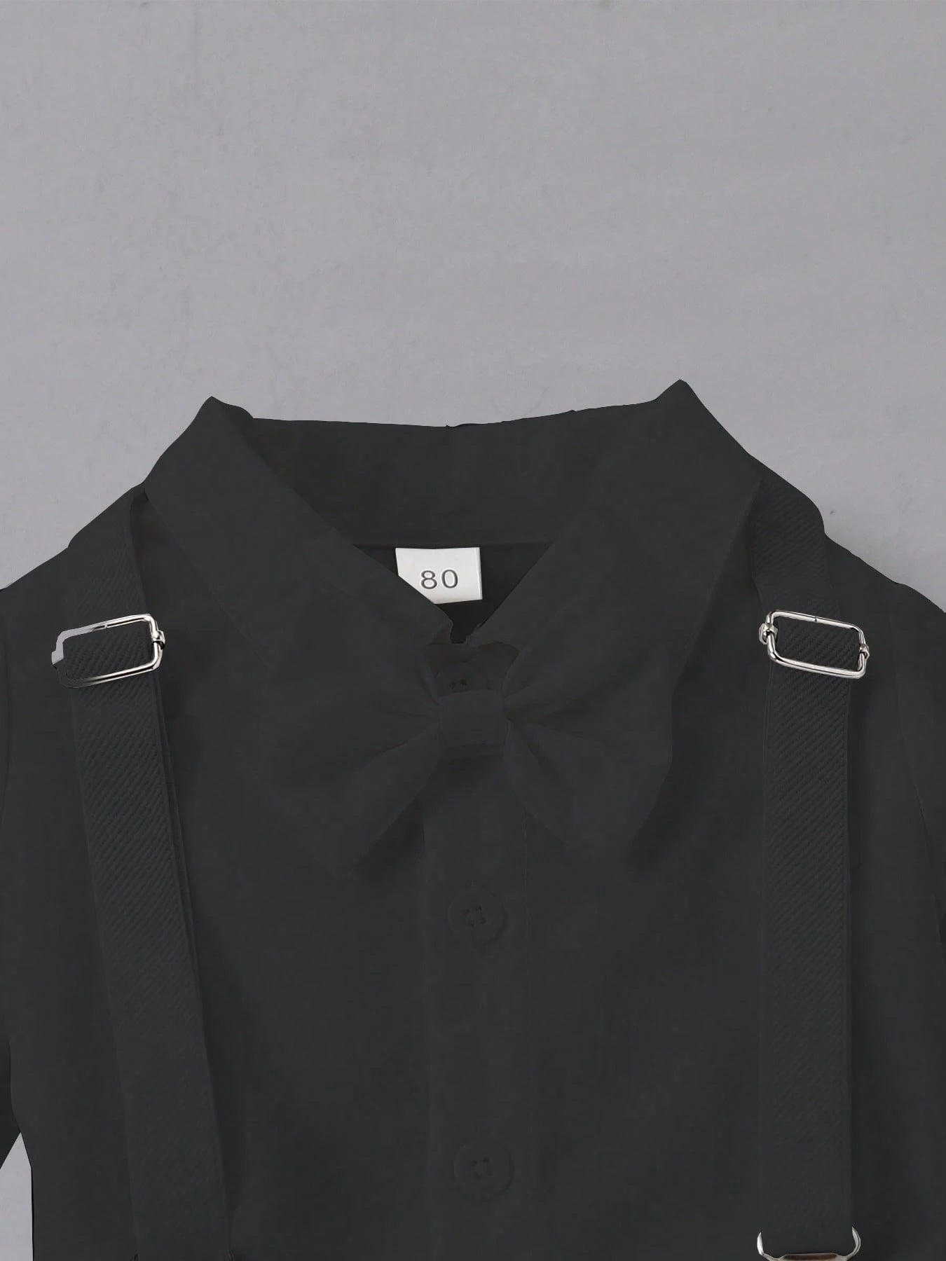 1st Birthday Outfit For Baby Boy Flower Boy, School Party Suit, Gentleman Attire- Black Shirt + Suspender Pants Set