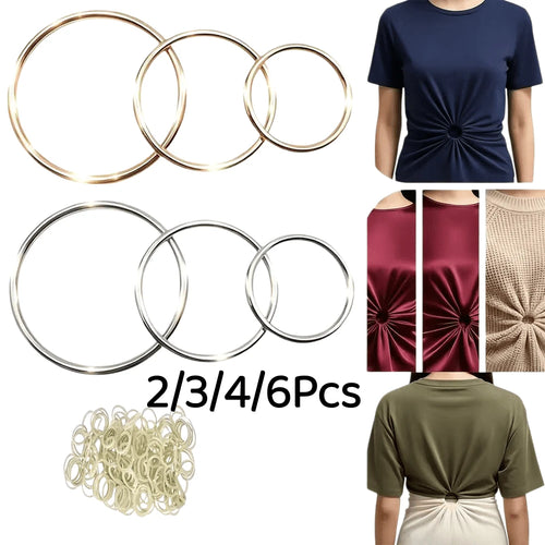2/3/4/6Pcs Invisible Clothing Accessories Rubber Band Set Shirt Skirt Clip Back Tight Metal Ring Short Sleeve T-Shirt Skirt Suit Waist Buckle Back Clip Ring, Waist Cincher