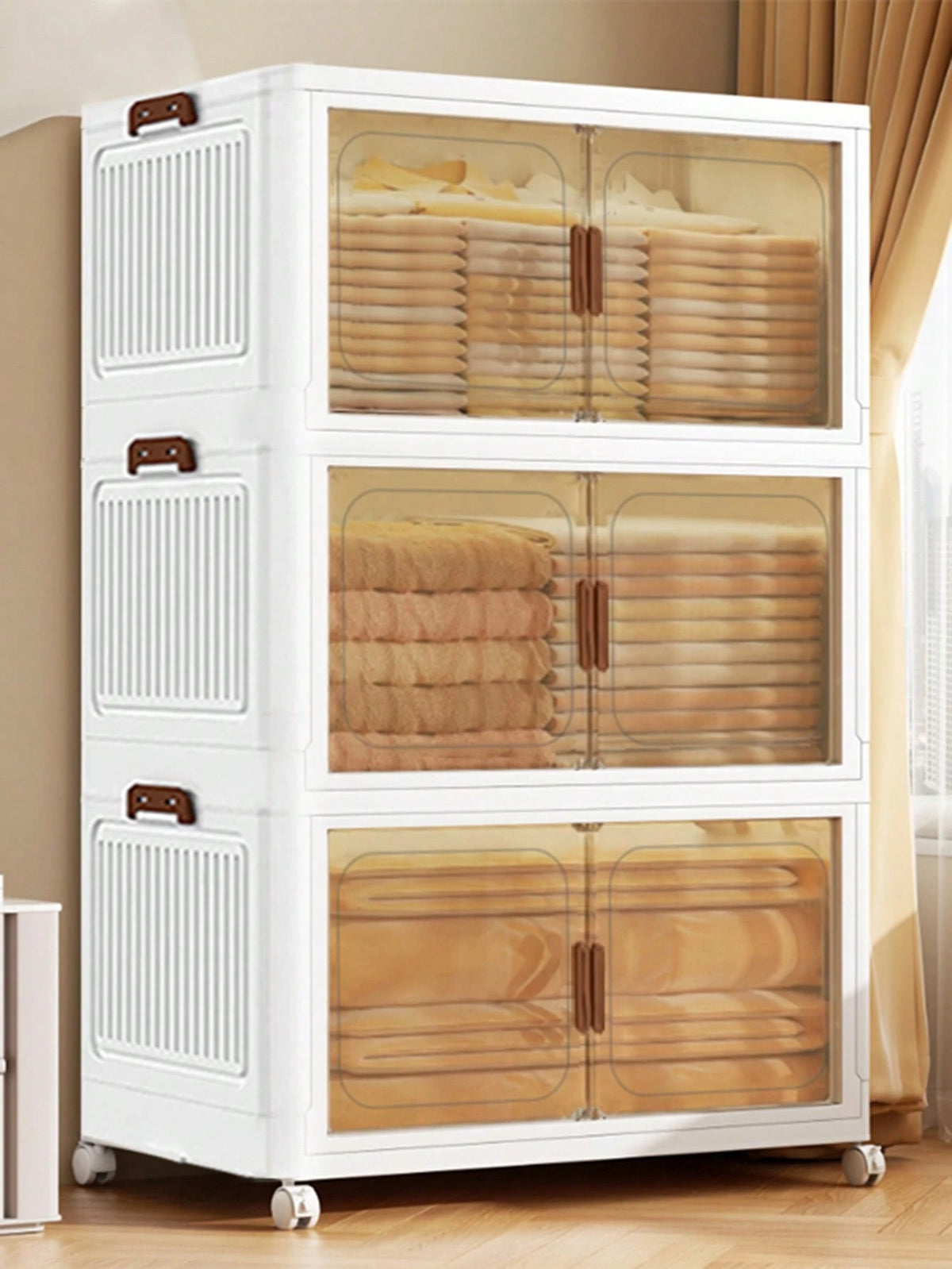 2/3/5layers Stackable Storage Bins With Lids And Doors Plastic Material Collapsible Foldable Storage Bins Living Room And Bedroom Stuff