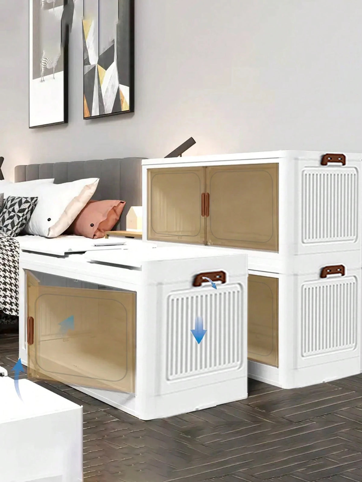 2/3/5layers Stackable Storage Bins With Lids And Doors Plastic Material Collapsible Foldable Storage Bins Living Room And Bedroom Stuff
