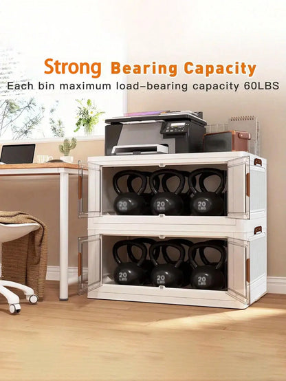 2/3/5layers Stackable Storage Bins With Lids And Doors Plastic Material Collapsible Foldable Storage Bins Living Room And Bedroom Stuff