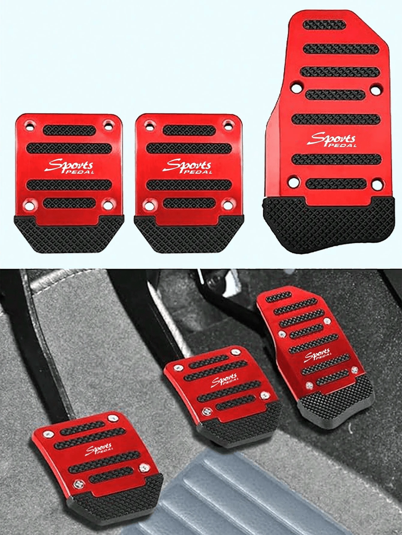 2/3 Pieces Set: Car Brake & Accelerator Pedals, Non-Slip Pedal Covers, For Manual/Automatic Transmissions- Car Accessories