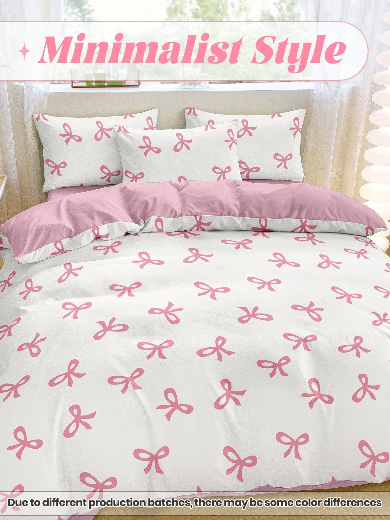 2/3pcs Bedding Set, Duvet Cover Set, Pink Bow Printed Soft & Comfortable Bedding, Sweet Girl Style Bedroom Decor, Breathable Anti-Dust Microfiber, Suitable For Single/Double/King Size Beds, Includes 1