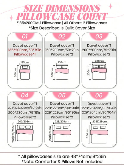 2/3pcs Bedding Set, Duvet Cover Set, Pink Bow Printed Soft & Comfortable Bedding, Sweet Girl Style Bedroom Decor, Breathable Anti-Dust Microfiber, Suitable For Single/Double/King Size Beds, Includes 1
