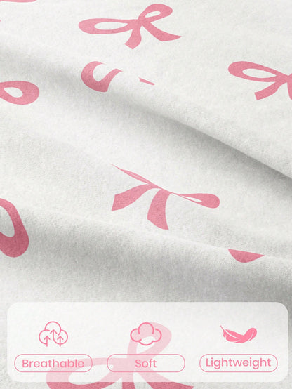 2/3pcs Bedding Set, Duvet Cover Set, Pink Bow Printed Soft & Comfortable Bedding, Sweet Girl Style Bedroom Decor, Breathable Anti-Dust Microfiber, Suitable For Single/Double/King Size Beds, Includes 1