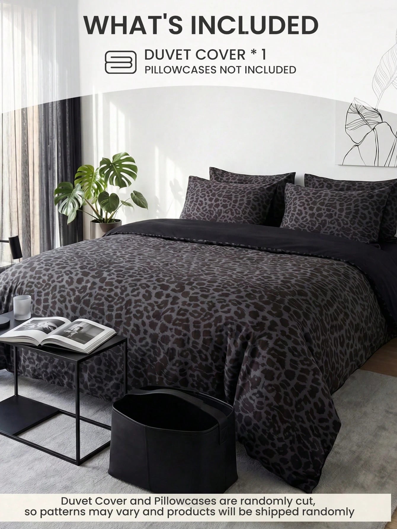 2/3pcs Black Leopard Print Duvet Cover Set, Bedding, Cozy Room Decor, Breathable Soft Anti-Pilling, Includes Duvet Cover And Pillowcases, No Duvet Insert, Suitable For Double/Full/Queen/King Bed, All