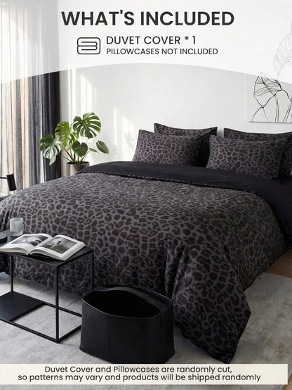 2/3pcs Black Leopard Print Duvet Cover Set, Bedding, Cozy Room Decor, Breathable Soft Anti-Pilling, Includes Duvet Cover And Pillowcases, No Duvet Insert, Suitable For Double/Full/Queen/King Bed, All